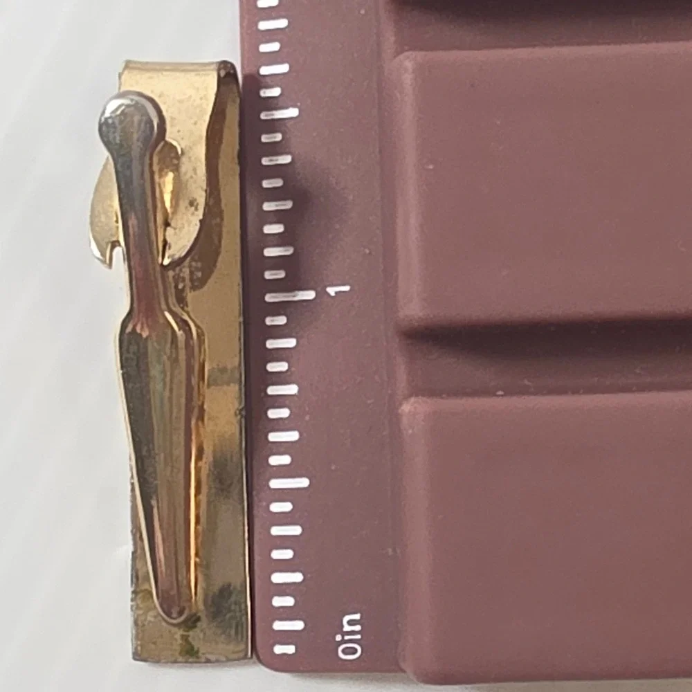 Unbranded Tie Clip 1.75in Gold Tone Fair Vintage Textured‎ Geometric Tie Bar